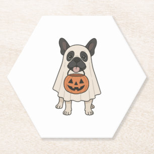 Dessous-de-verre En Papier Chien-taureau français Fantôme de Chien d'Hallowee