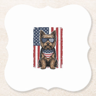 Dessous-de-verre En Papier Chien Terrier Patriotique Dessin Vectoriel Drapeau