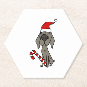 Dessous-de-verre En Papier Chien Weimaraner humoristique à Santa Hat voiture