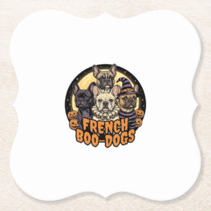 Dessous-de-verre En Papier Chiens Boo-Français Halloween Design Bouledogue Fr