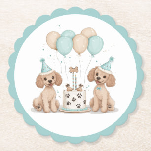 Dessous-de-verre En Papier Chiens de caniche normaux d'anniversaire