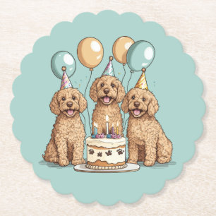Dessous-de-verre En Papier Chiens de Goldendoodle d'anniversaire