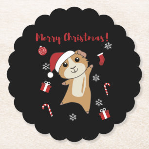 Dessous-de-verre En Papier Chiens de Guinée Animaux d'hiver de Noël