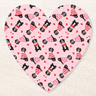Dessous-de-verre En Papier Chiens de montagne bernois de la Saint-Valentin