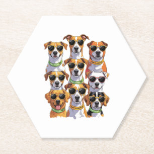 Dessous-de-verre En Papier Chiens en lunettes de soleil Pattes hydratées