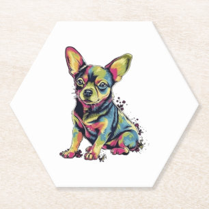 Dessous-de-verre En Papier Chihuahua peinture Abstraite couleur mignonne chie