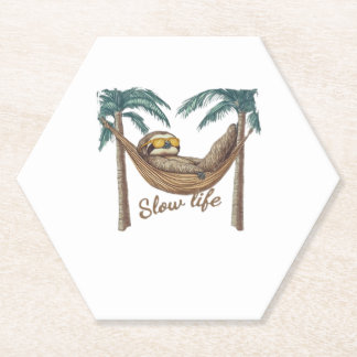 Dessous-de-verre En Papier Chillin' Sloth dans un hamac T-shirt surdimensionn