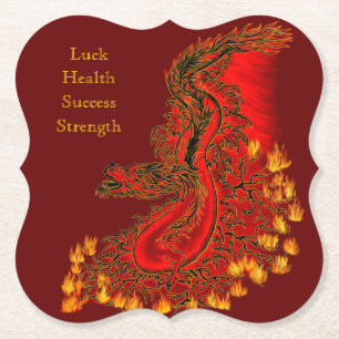 Dessous-de-verre En Papier Chine Dragon rouge et or design