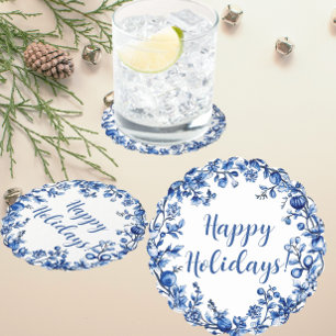 Dessous-de-verre En Papier Chinoiserie bleu blanc personnalisé feuille de hou