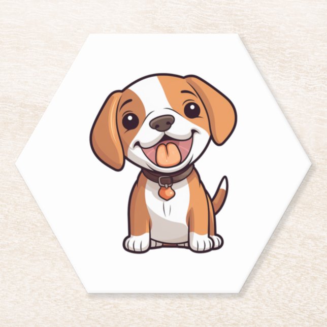 Dessous-de-verre En Papier Chiot Beagle Kawaii (Devant)