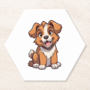 Dessous-de-verre En Papier Chiot de berger australien de Kawaii