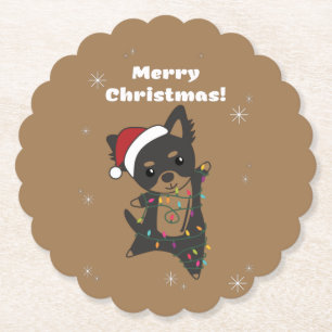 Dessous-de-verre En Papier Chiwawa Noël Chien Animaux d'hiver Chiens Papier C