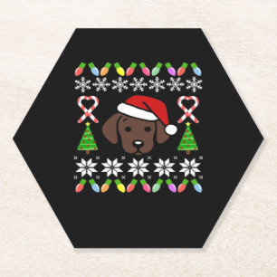 Dessous-de-verre En Papier Chocolat Labrador Chiot Noël Père Noël surdimensio