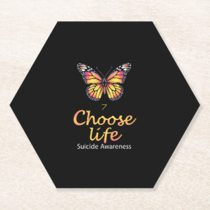 Dessous-de-verre En Papier Choisissez la vie Suicide Awareness Libellule Colo
