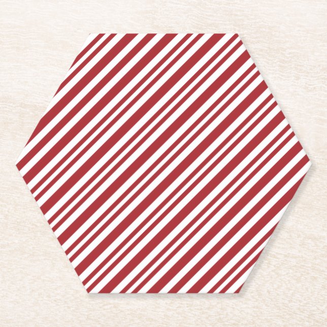 Dessous-de-verre En Papier Christmas Candy Cane Stripes (Devant)