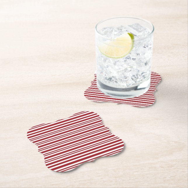 Dessous-de-verre En Papier Christmas Candy Cane Stripes (En situation)