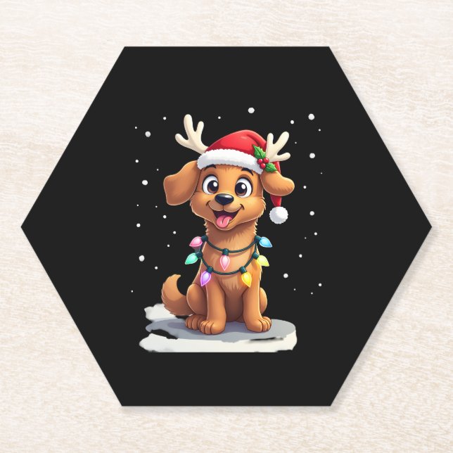 Dessous-de-verre En Papier Christmas Lights Soft Coated Wheaten Terrier Dog T (Devant)