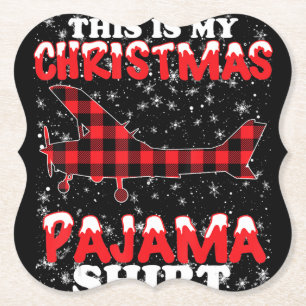 Dessous-de-verre En Papier Christmas Pyjama Funny Aviation Airplan Cadeau