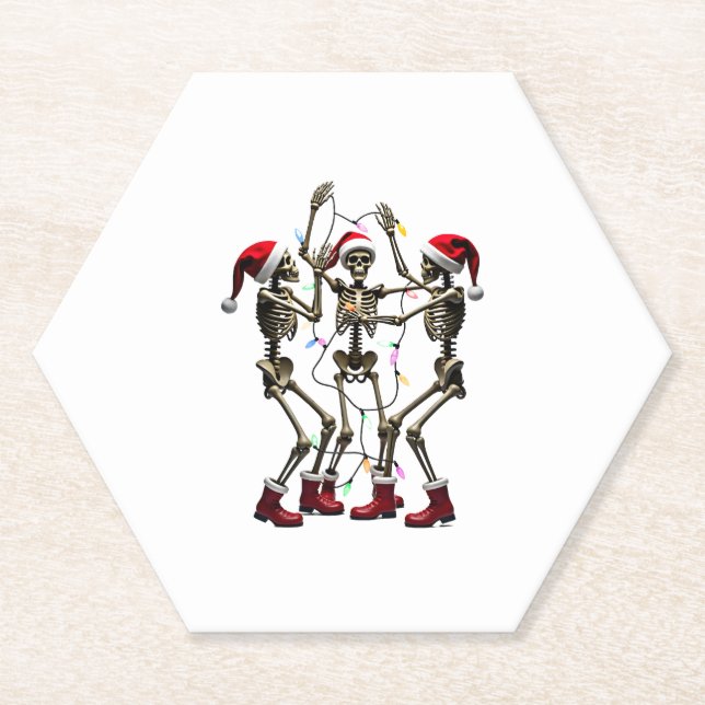 Dessous-de-verre En Papier Christmas Skeleton Santa Dancing Lights (1) (Devant)