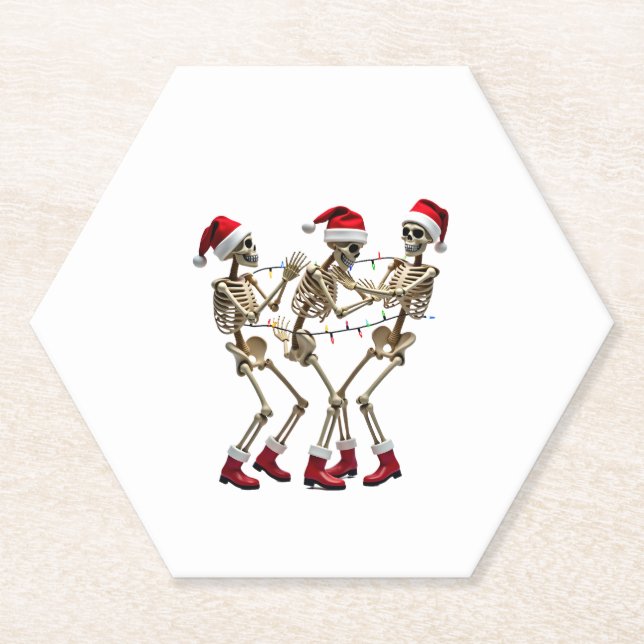 Dessous-de-verre En Papier Christmas Skeleton Santa Dancing Lights (2) (Devant)