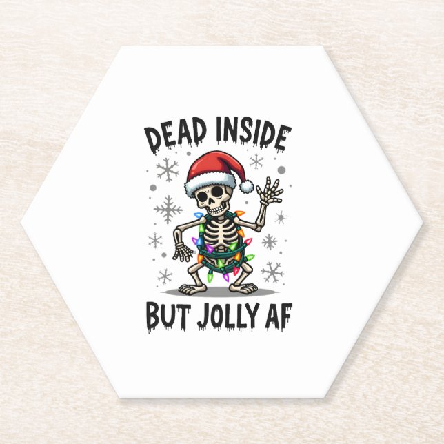 Dessous-de-verre En Papier Christmas Skull Peace Dead Inside But Jolly Xmas M (Devant)