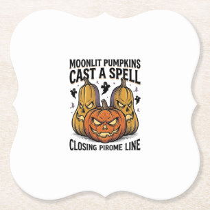 Dessous-de-verre En Papier Citation de citrouille d'Halloween Jack O Lantern 