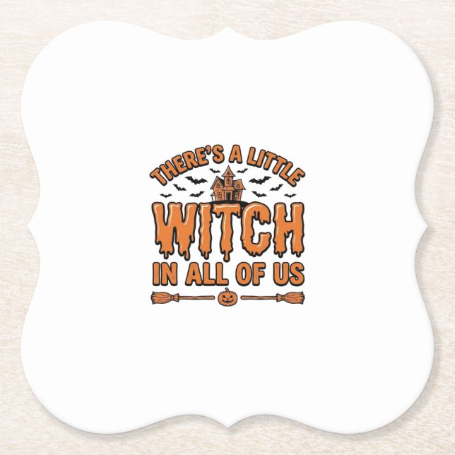 Dessous-de-verre En Papier Citation de sorcière d'Halloween Design vectoriel  (Devant)