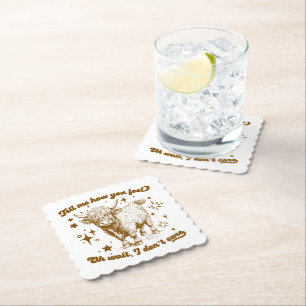 Dessous-de-verre En Papier Citation humoristique de vache des Highlands