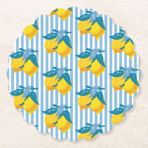 Dessous-de-verre En Papier Citrons jaunes d'Amalfi de style méditerranéen