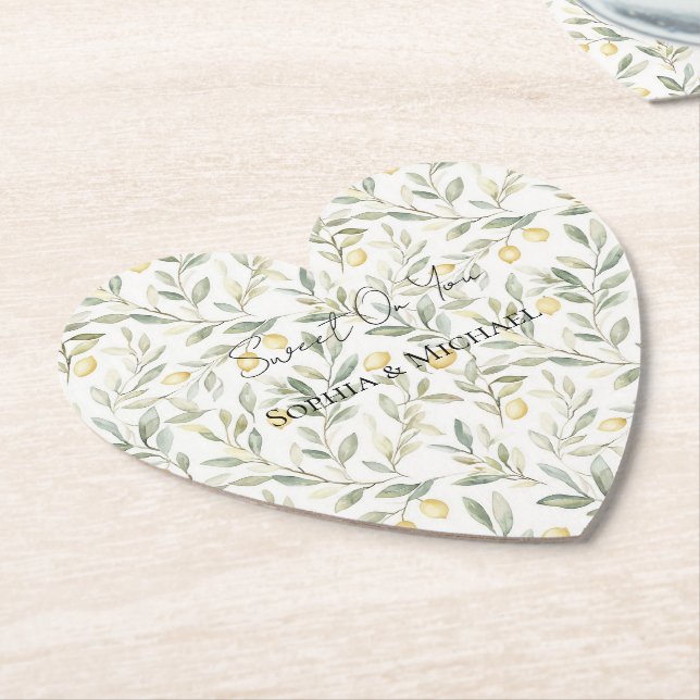 Dessous-de-verre En Papier Citrons Mariage Sucrés Sur Vous (Incliné)