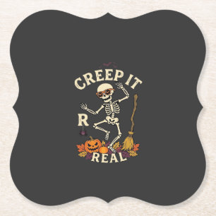 Dessous-de-verre En Papier Citrouille Balai de squelette dansant Creep It Rea
