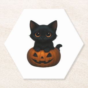 Dessous-de-verre En Papier Citrouille Chat � mignonne Chemise Éffrayante Hall