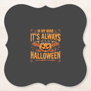 Dessous-de-verre En Papier Citrouille Chauve-Souris Halloween Vecteur Design_