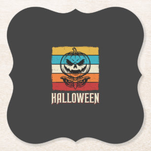 Dessous-de-verre En Papier Citrouille Crâne Halloween Rétro Vintage