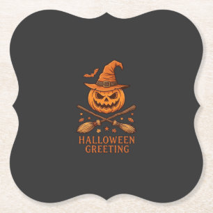 Dessous-de-verre En Papier Citrouille de salutation d'Halloween Sorcière Chap
