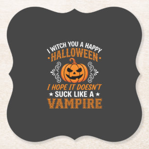 Dessous-de-verre En Papier Citrouille de vampire drôle d'Halloween