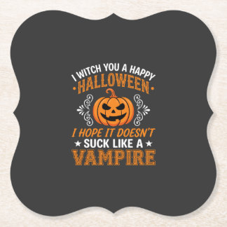 Dessous-de-verre En Papier Citrouille de vampire drôle d'Halloween