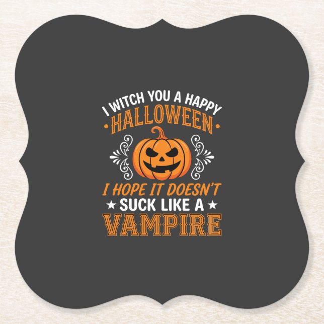 Dessous-de-verre En Papier Citrouille de vampire drôle d'Halloween (Devant)