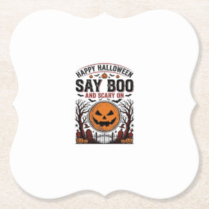 Dessous-de-verre En Papier Citrouille d'Halloween dit Boo Épouvantable Vintag
