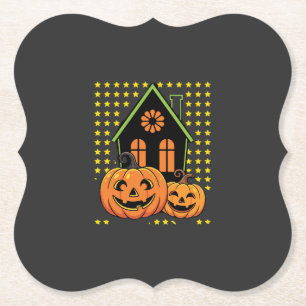 Dessous-de-verre En Papier Citrouille d'Halloween mignonne Maison hantée Étoi
