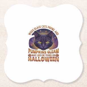 Dessous-de-verre En Papier Citrouilles Brillent Halloween Chat Noir Feuilles