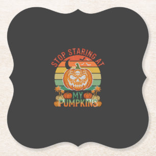Dessous-de-verre En Papier Citrouilles Regard Fixe Halloween Crâne Rétro Couc