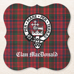Dessous-de-verre En Papier Clan MacDonald Crest & Tartan moderne