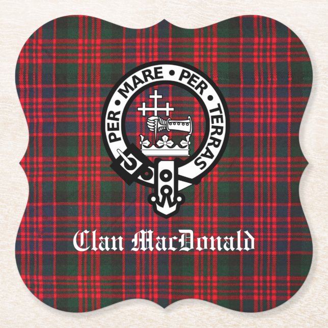 Dessous-de-verre En Papier Clan MacDonald Crest & Tartan moderne (Devant)