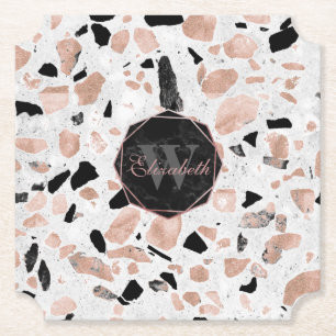 Dessous-de-verre En Papier Classy rose or vintage marbre terrazzo abstrait