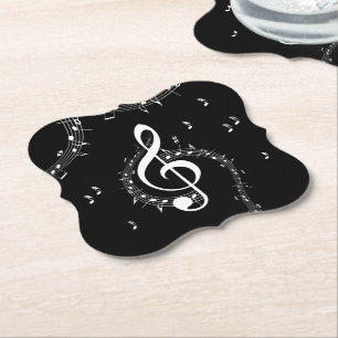 Dessous-de-verre En Papier Climacic G Clef Music Black
