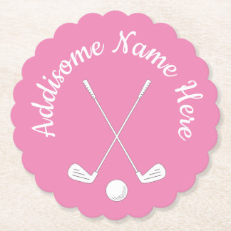 Dessous-de-verre En Papier Club de golf rose blanc Monogramme Dames