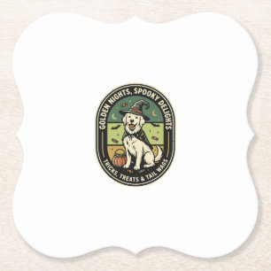 Dessous-de-verre En Papier Club de nuit effrayant Golden Retriever Halloween