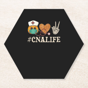 Dessous-de-verre En Papier CNAlife Peace Love CNA Halloween Nurse Citrouille 