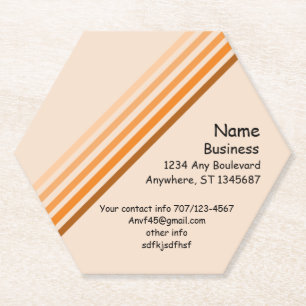 Dessous-de-verre En Papier Coaster - Lignes orange et informations de contact